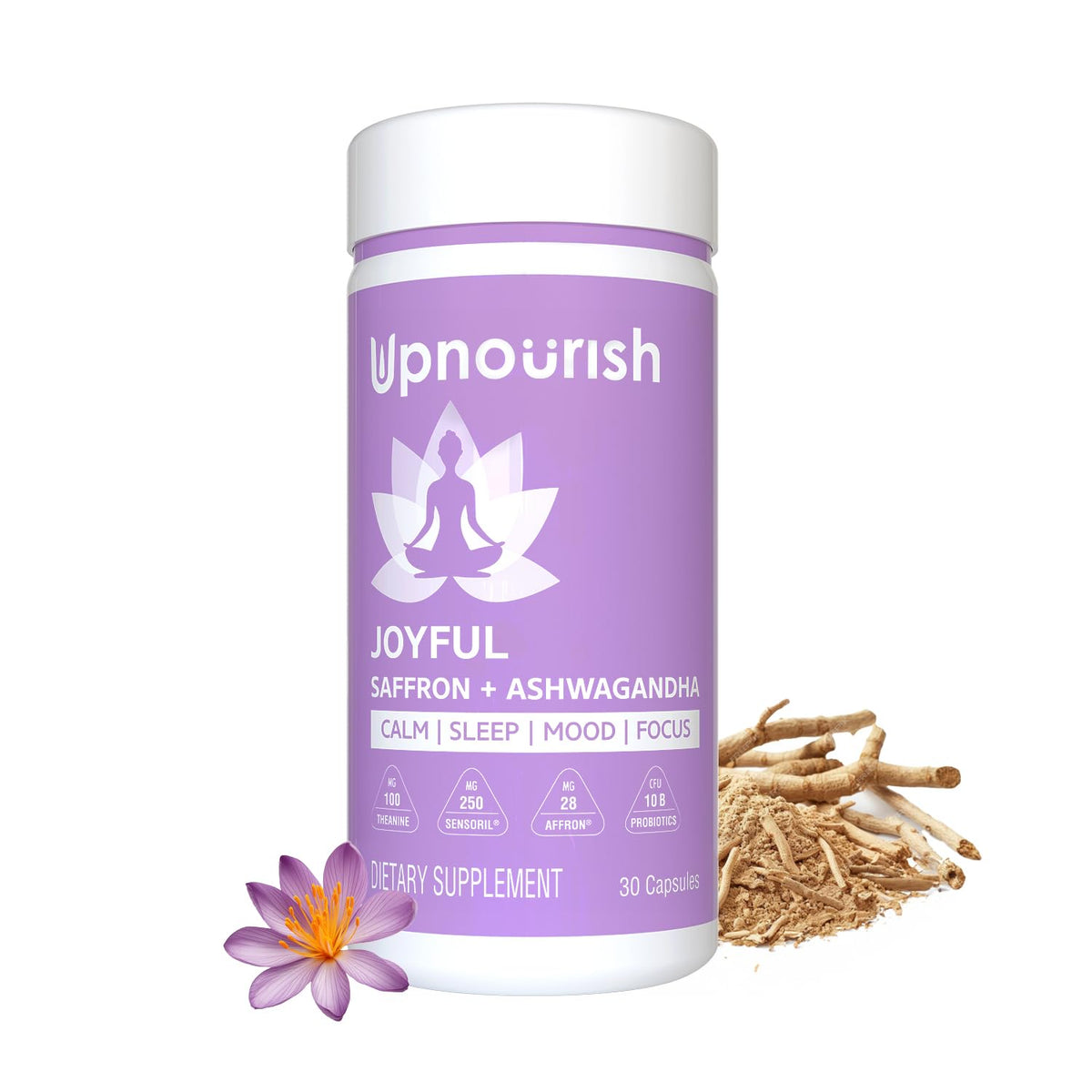 UpNourish frente del empaque mostrando fórmula vegana y beneficios