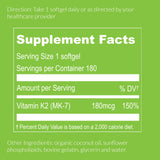 Etiqueta UpNourish K2 MK7 con información de ingredientes y concentración clara