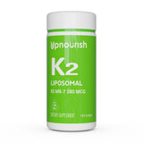UpNourish frasco frontal mostrando 180 perlas, ventaja de suministro prolongado