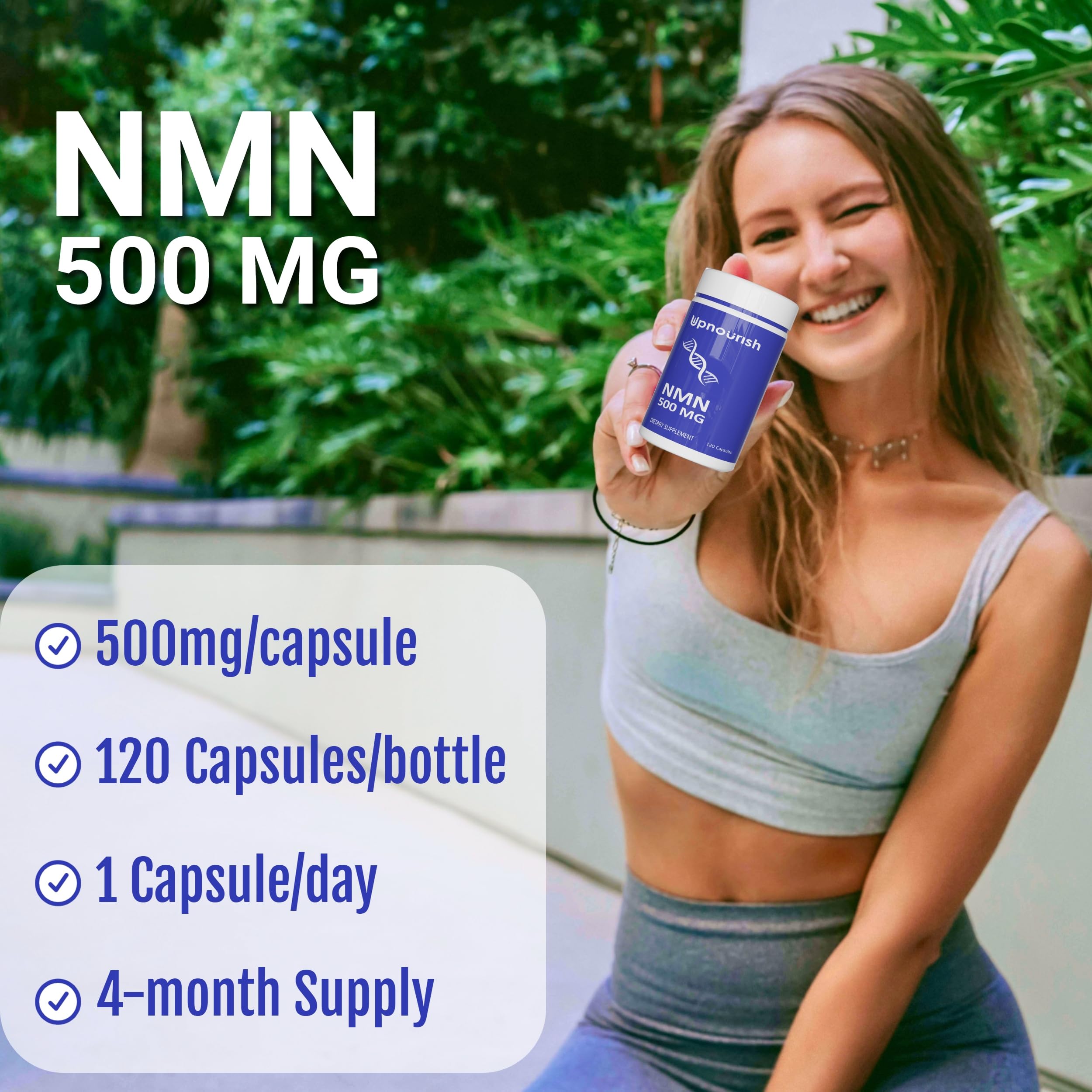 UpNourish cápsulas en mano para visualizar cantidad y tamaño