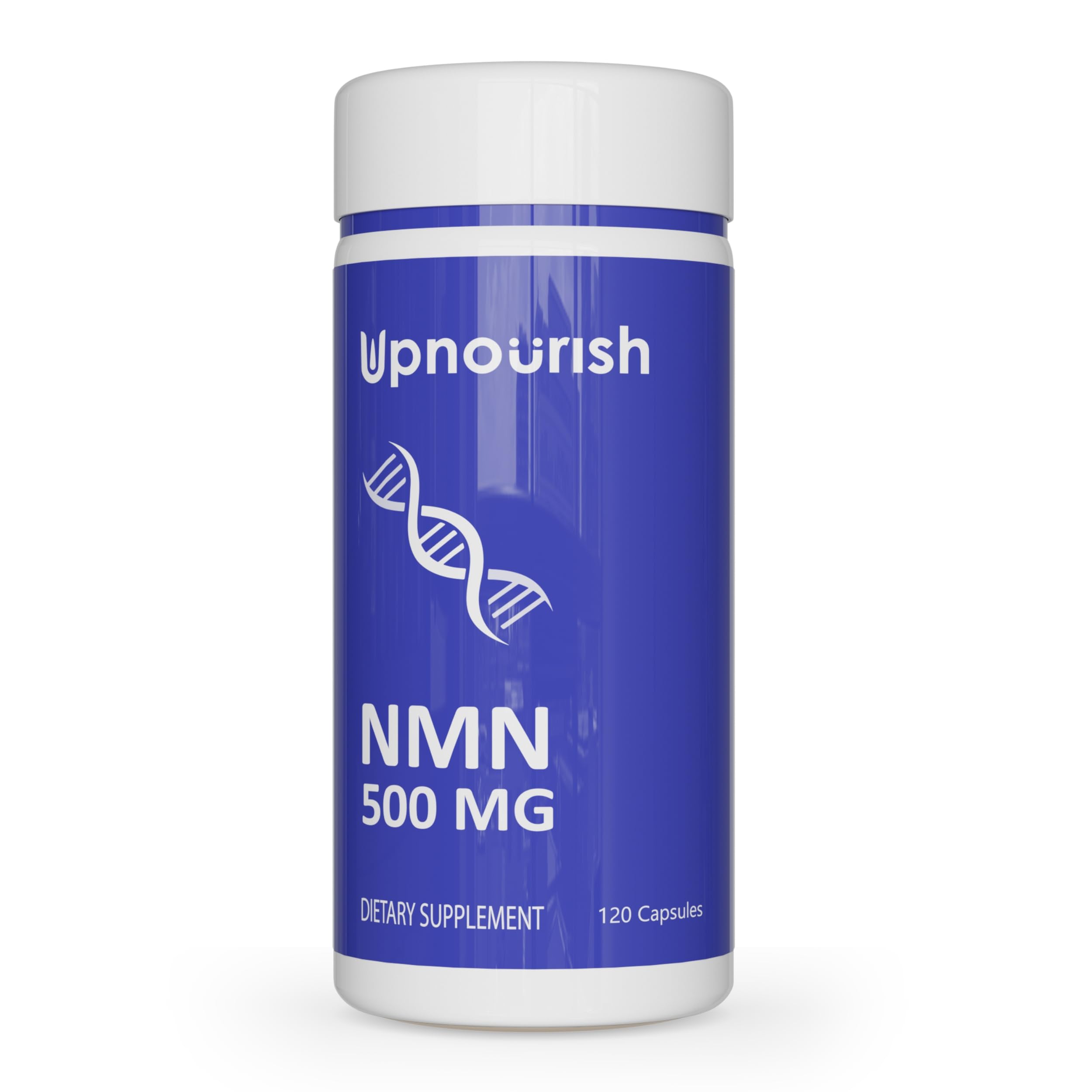 UpNourish frasco frontal mostrando etiqueta clara y beneficios