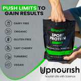 Comparación de porción de UpNourish con cuchara para visualizar 30 g de proteína