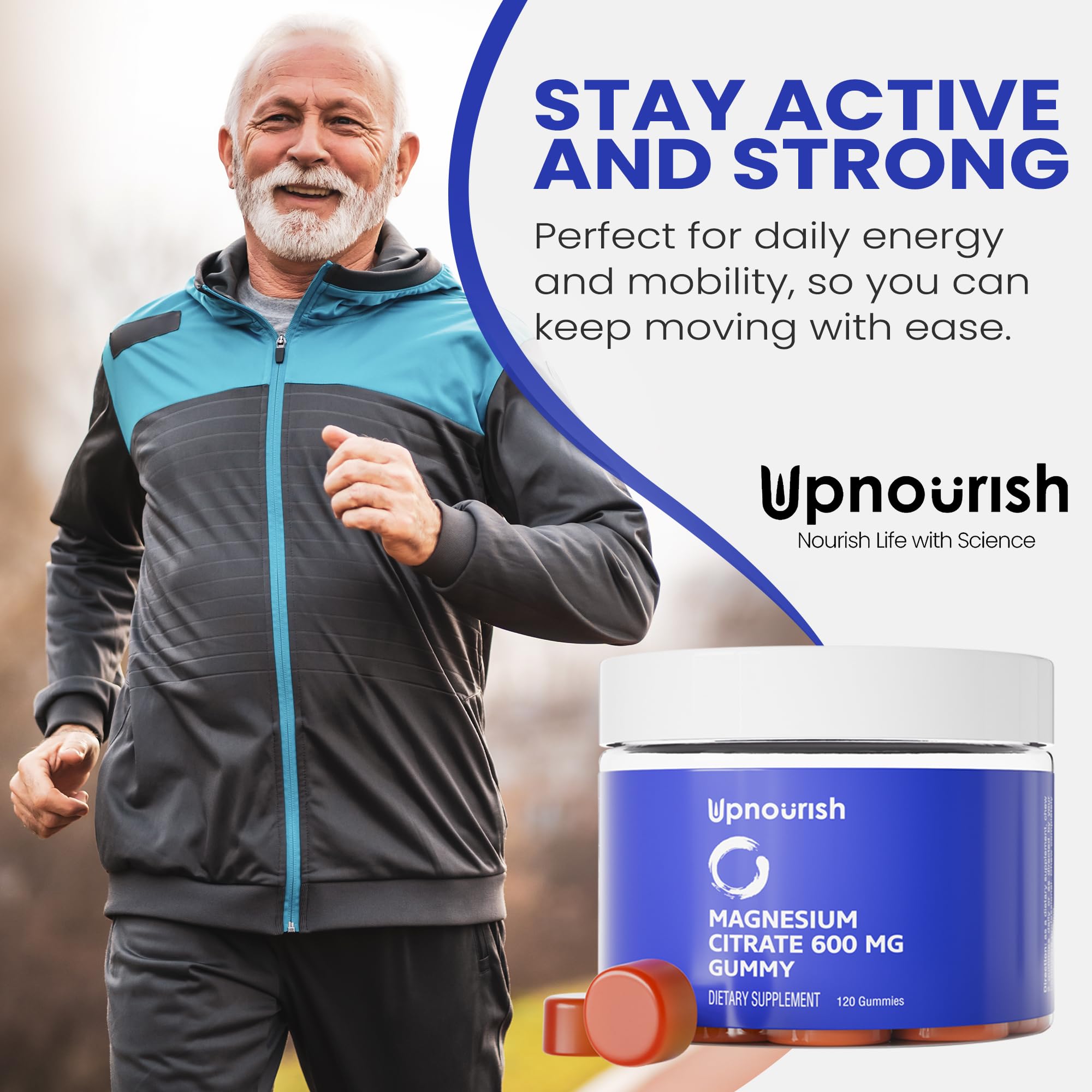 UpNourish adulto tomando gomita, fácil de masticar y cómoda de usar