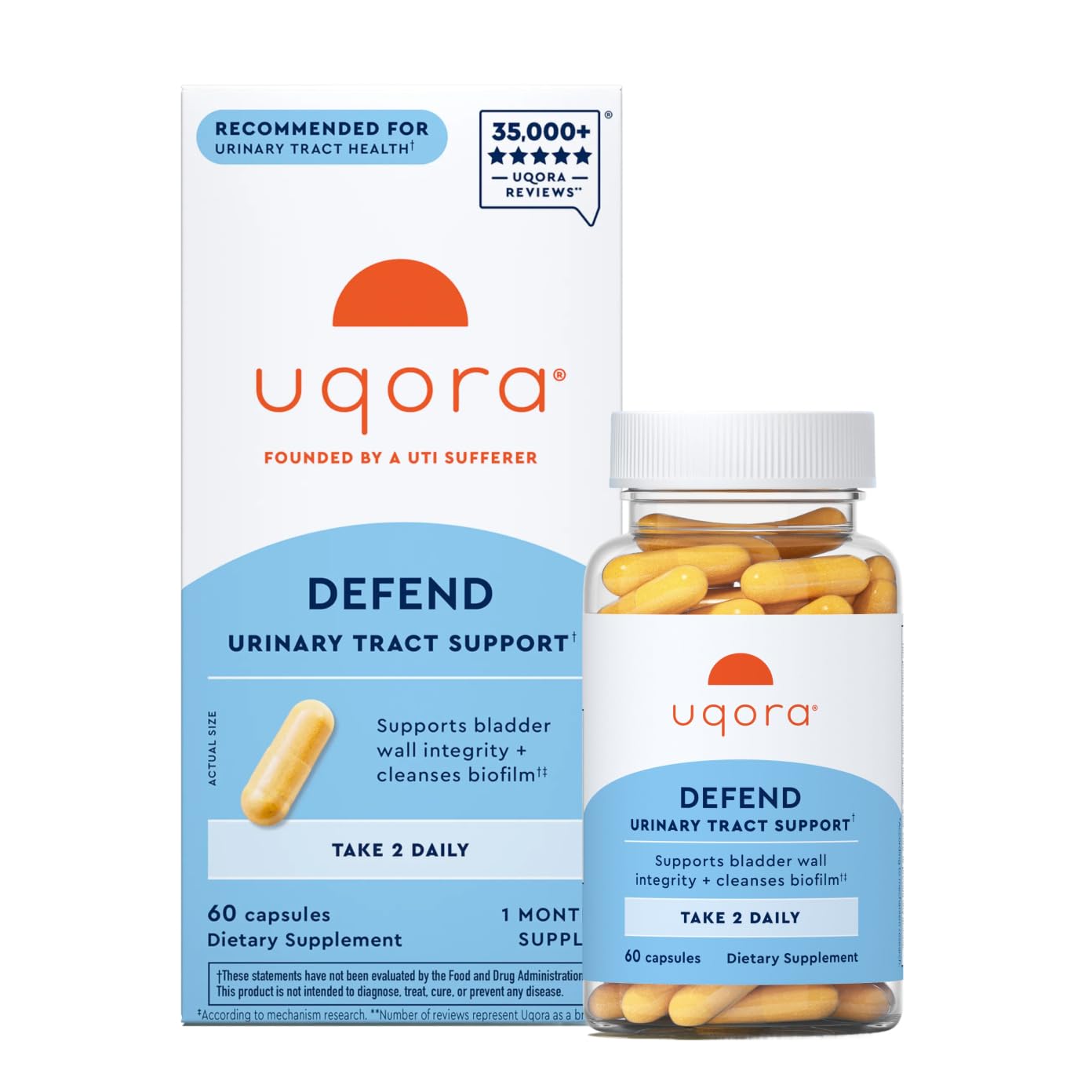 Uqora Defend frente del envase mostrando diseño y cantidad