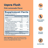 Uqora Flush bebida pink lemonade en vaso, sabor agradable y refrescante