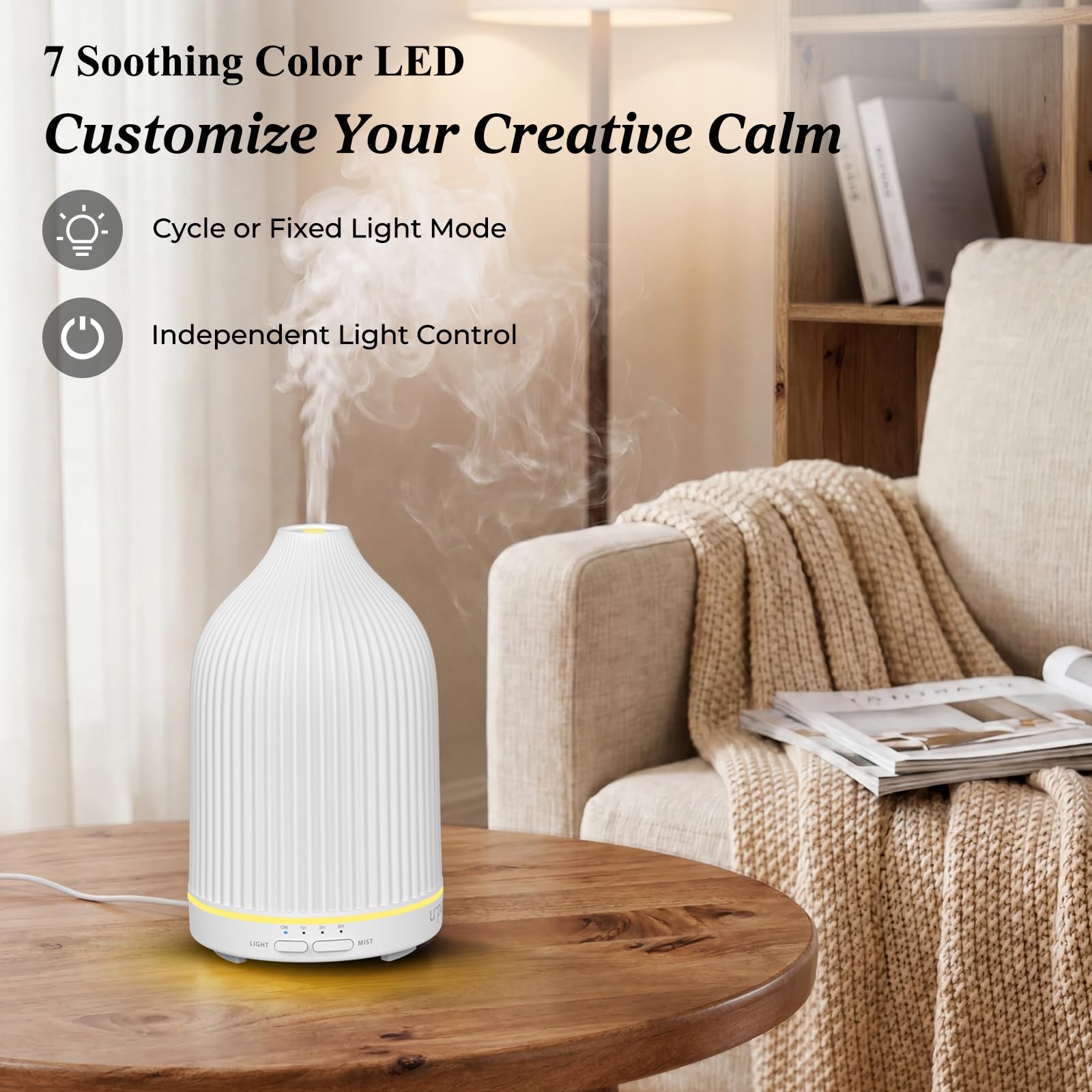 URPOWER luz LED 7 colores encendida, crea ambiente relajante inmediato