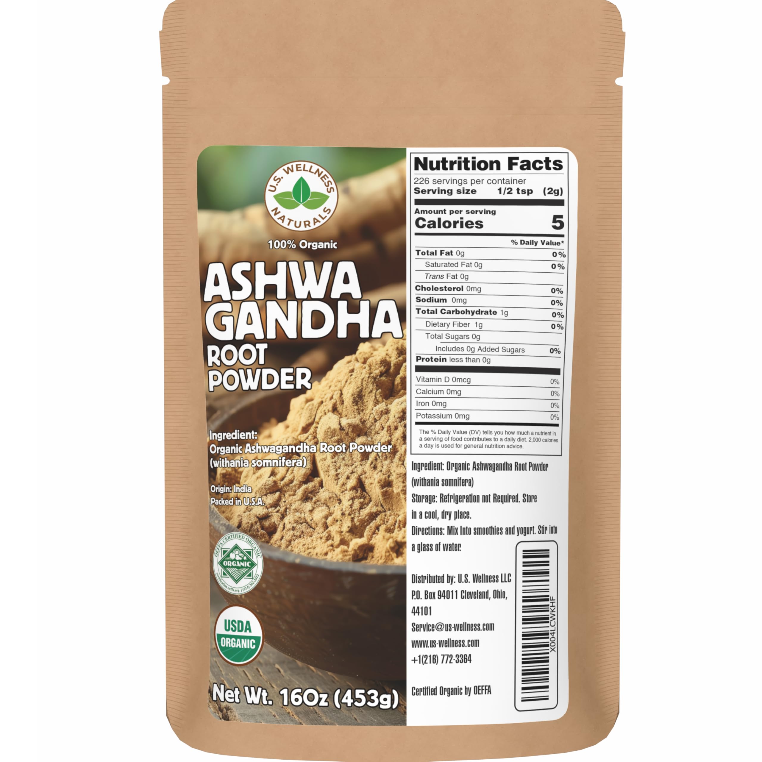 U.S. Wellness Naturals vista frontal del envase mostrando la bolsa resellable y marca