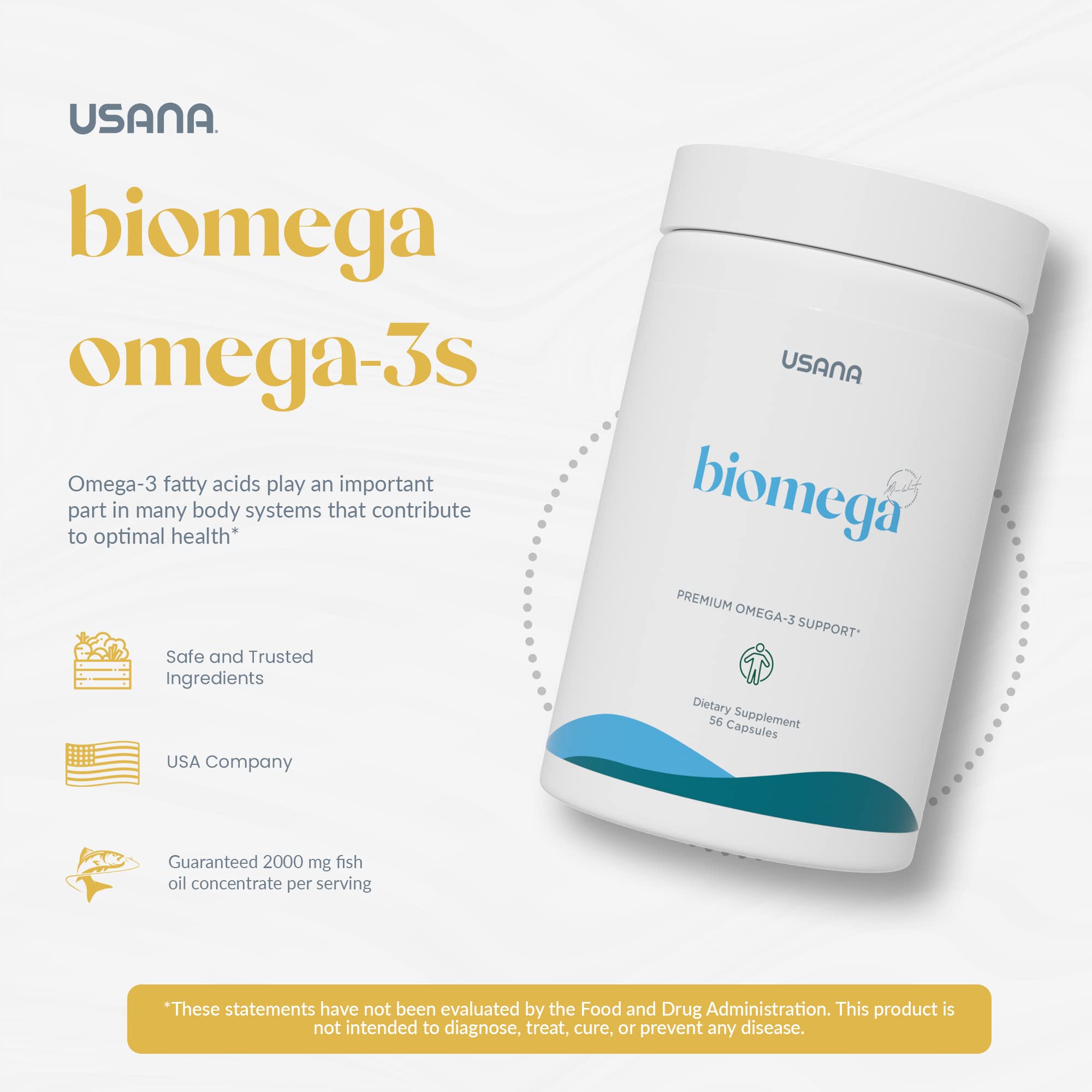 USANA BiOmega primer plano de cápsula destacando textura y pureza
