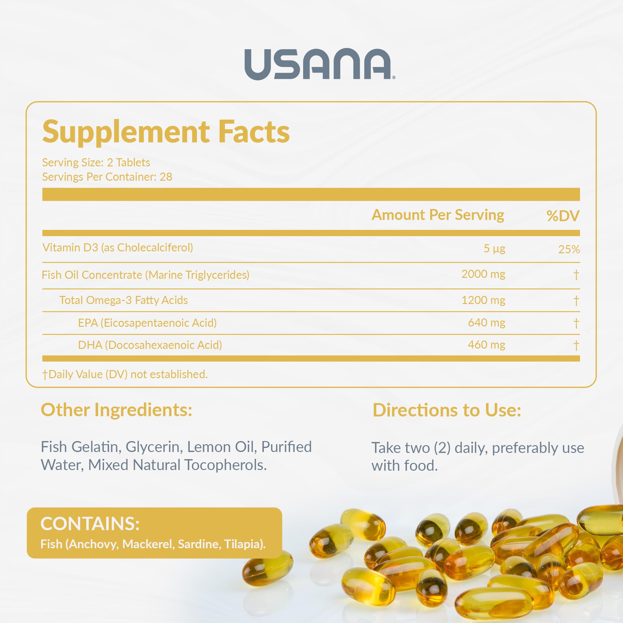 USANA BiOmega etiqueta con ingredientes, transparencia y control de calidad