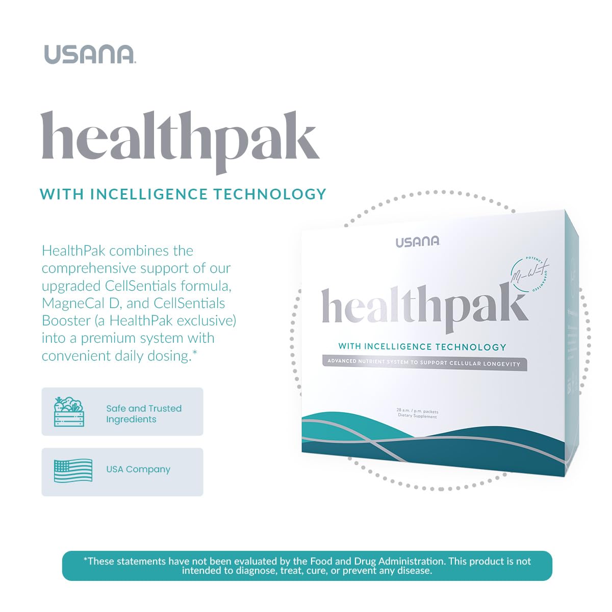 USANA primer plano de etiqueta e ingredientes clave para confianza