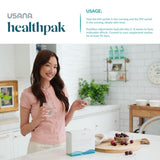 USANA HealthPak sobre una mesa con alimentos para contexto lifestyle