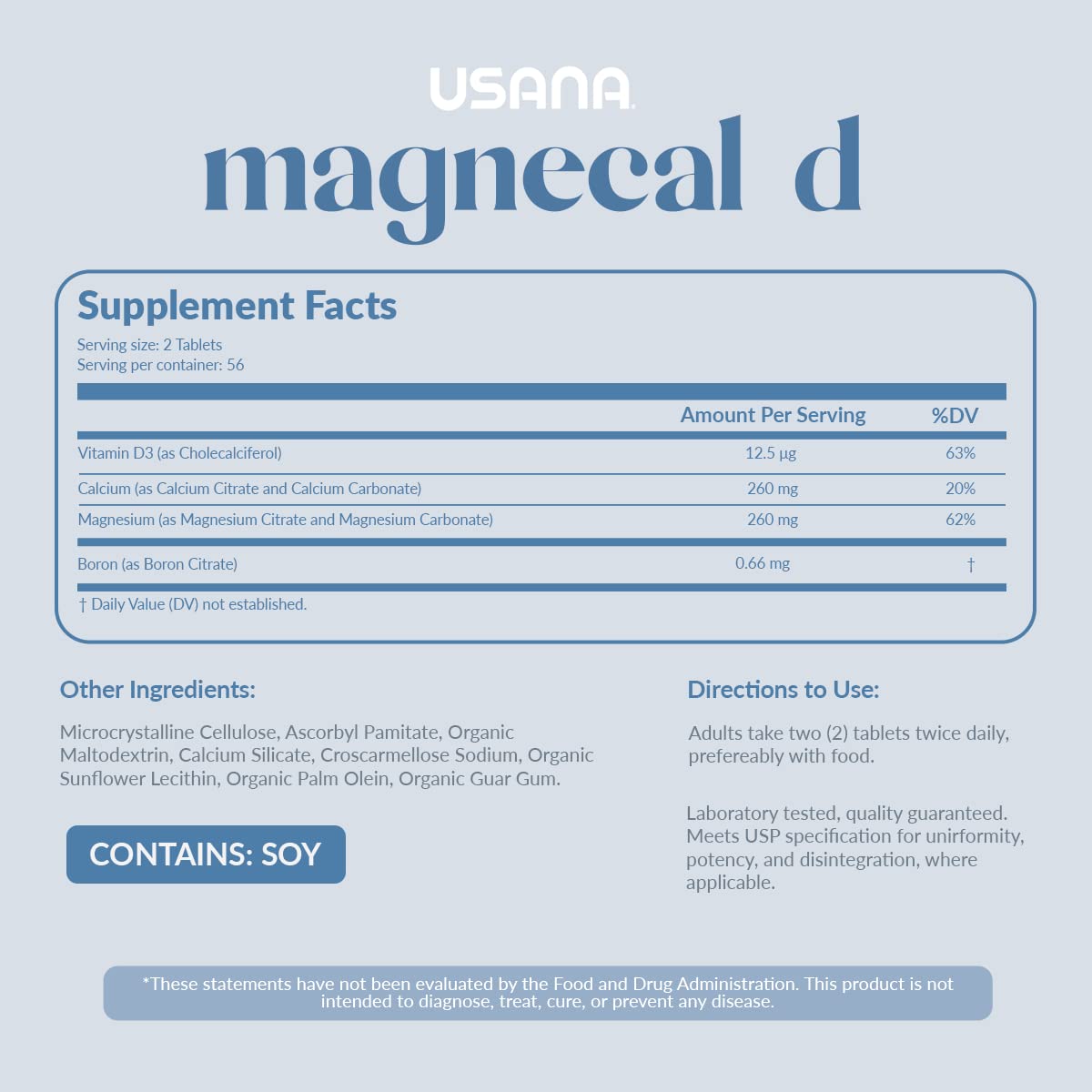 USANA MagneCal D tableta primer plano textura y fácil ingestión