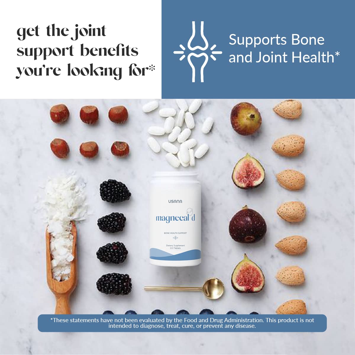 USANA MagneCal D junto a una regla para comparar tamaño de la tableta