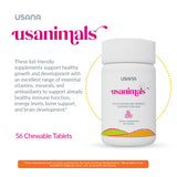 USANA detalle de la textura de la tableta, muestra formato masticable y fácil consumo