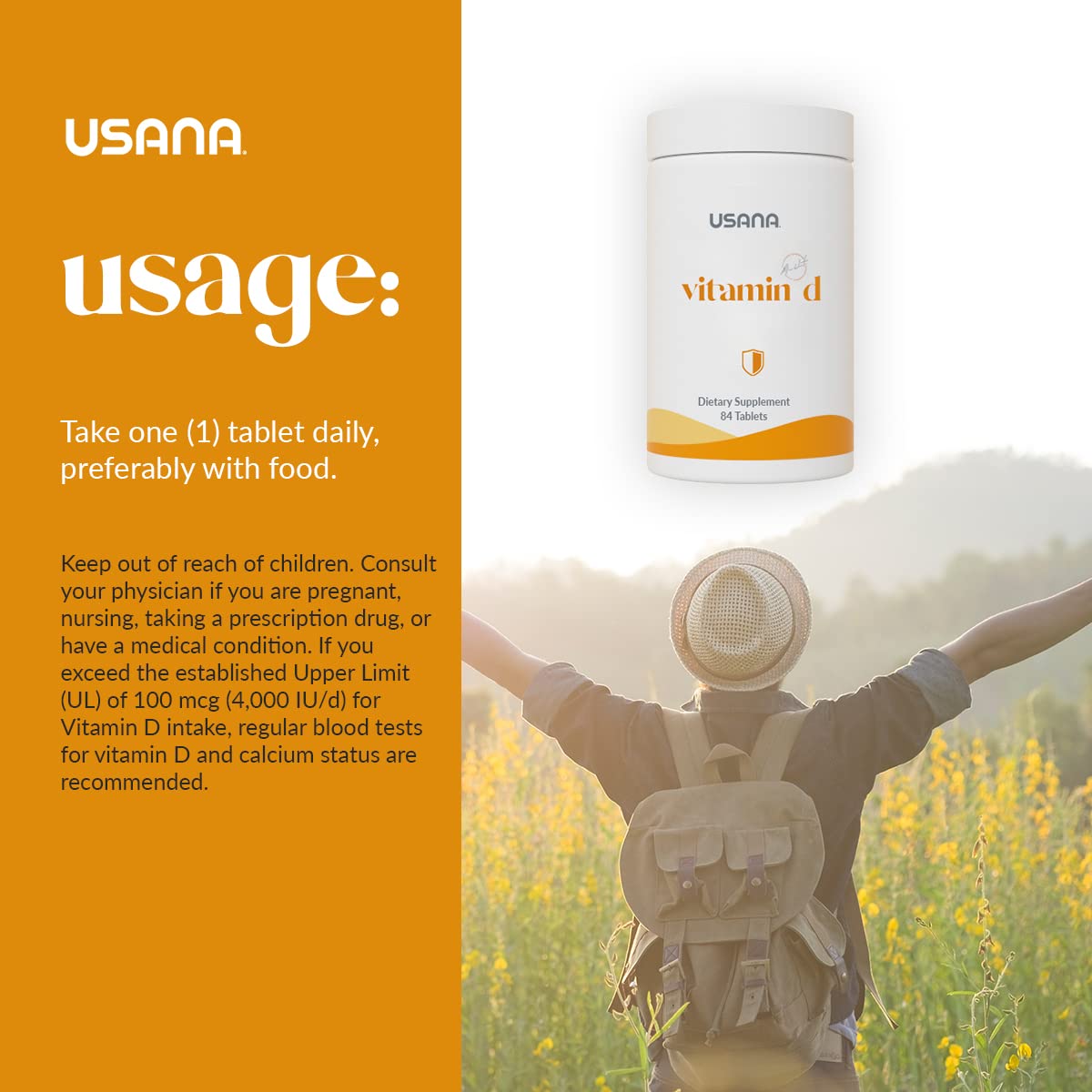 USANA frasco en cocina moderna indicando uso diario en rutina saludable