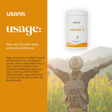 USANA frasco en cocina moderna indicando uso diario en rutina saludable