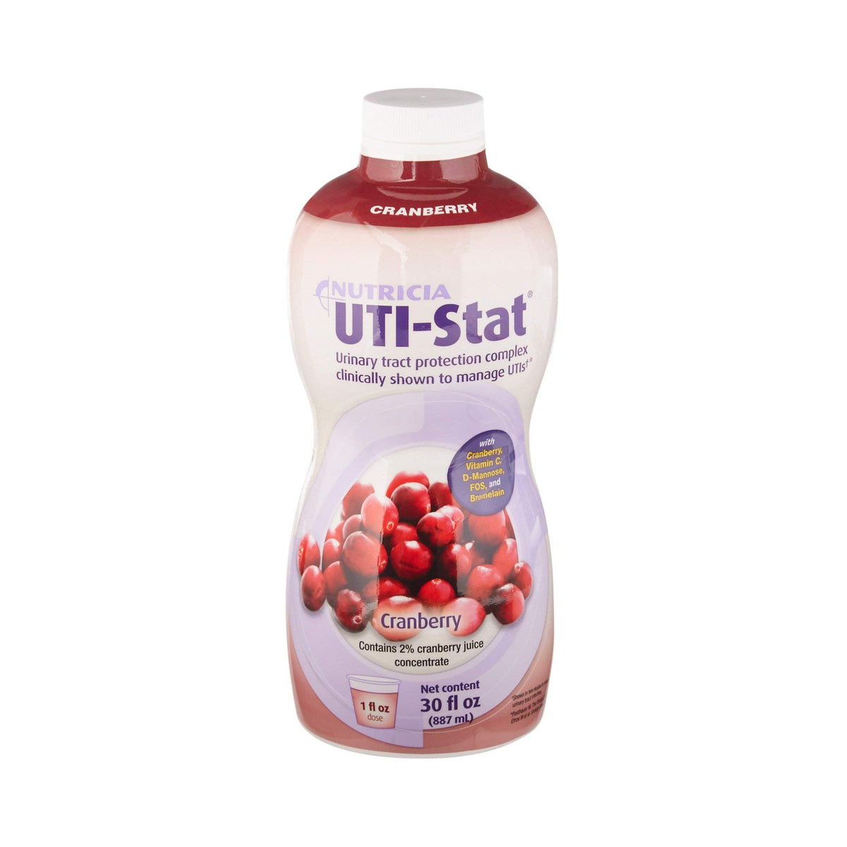 UTI-Stat botella frontal mostrando etiqueta y beneficio para salud urinaria