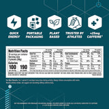 UUX CLIF BLOKS etiqueta con ingredientes y 25 mg cafeína por porción