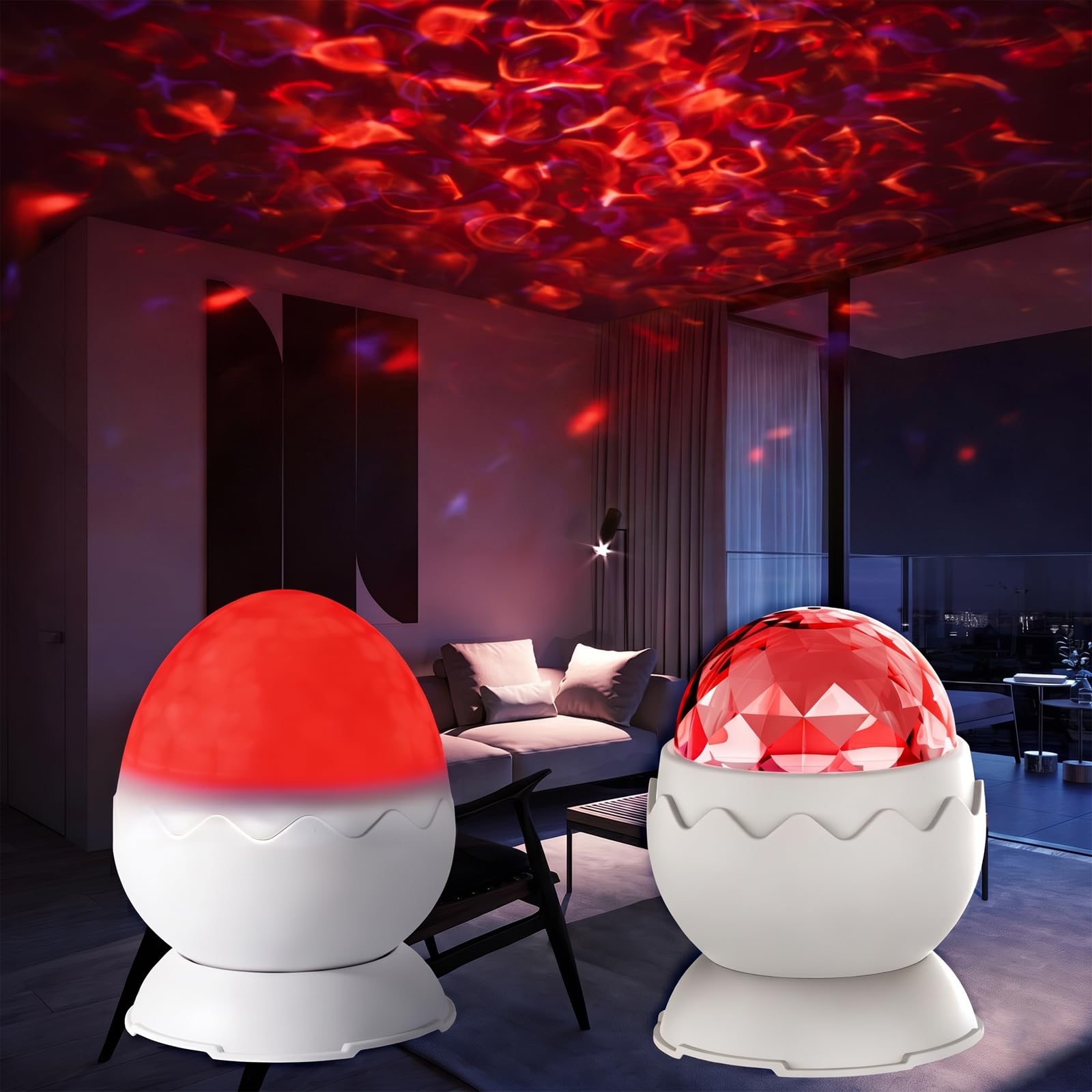 UweSmart proyección tipo océano iluminando dormitorio y favoreciendo calma