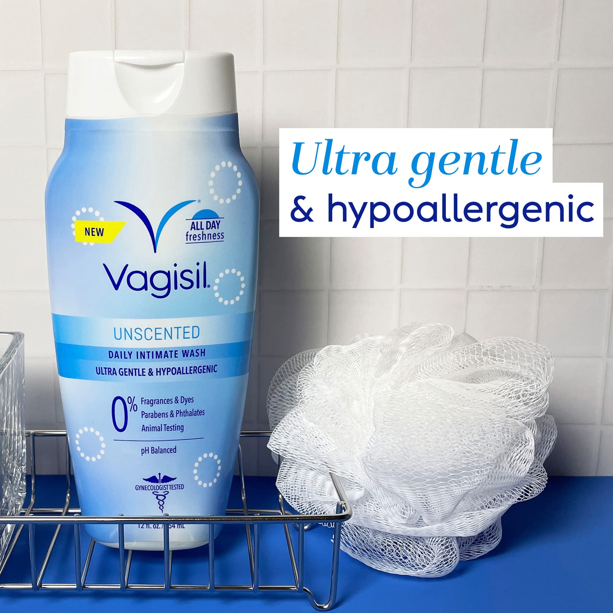 Vagisil textura del gel sin fragancia que sugiere suavidad y limpieza