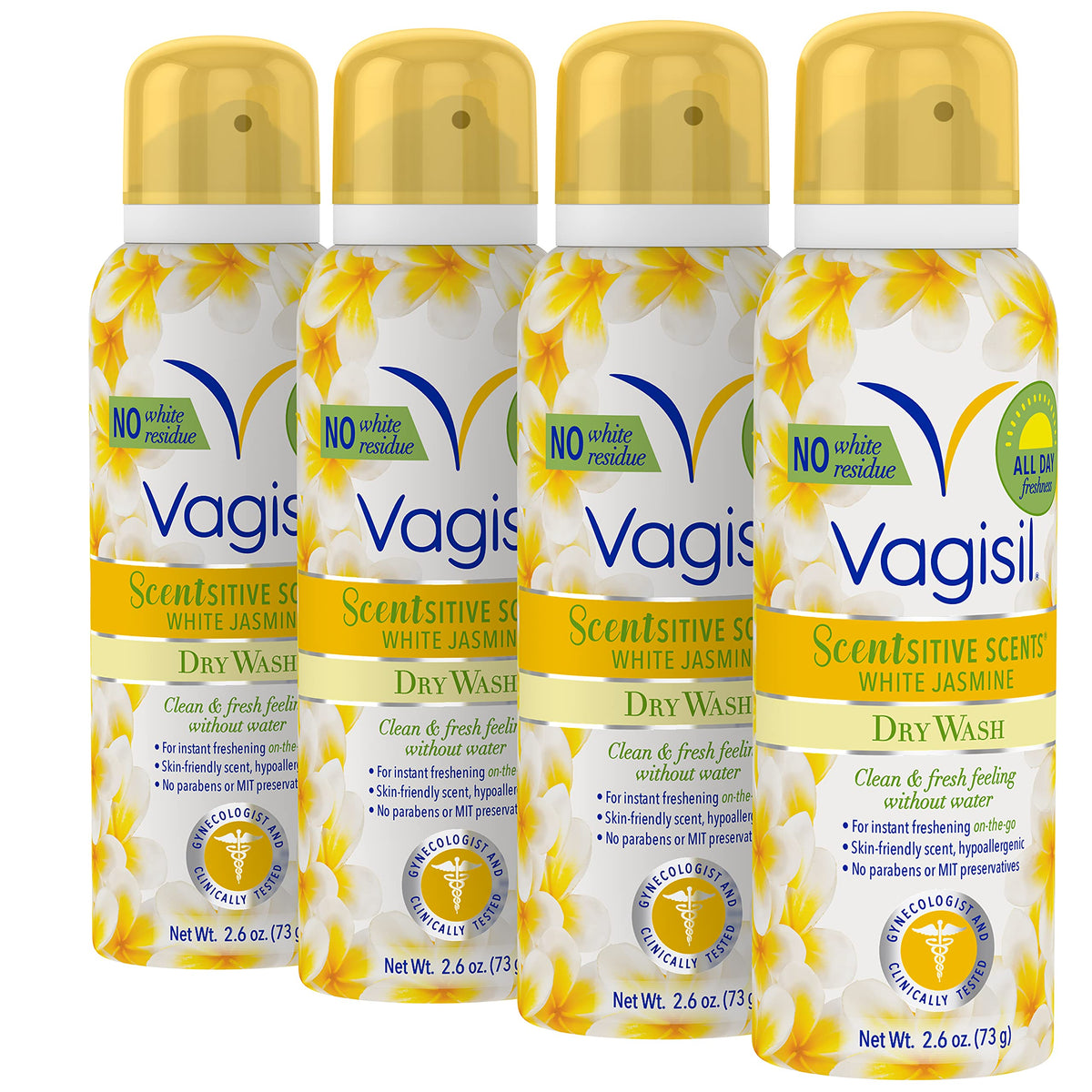 Vagisil envase frontal jazmín blanco muestra práctica y fresca