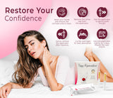 Vagy Rejuvenation ambiente relajado y mujer cuidando su bienestar íntimo