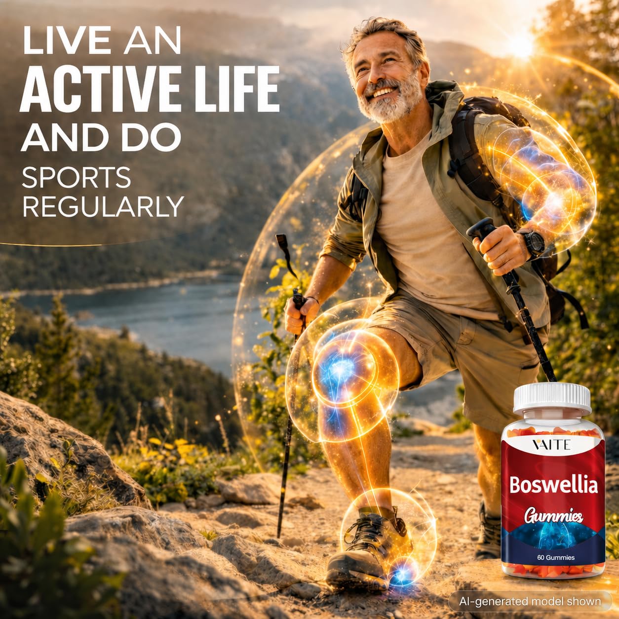 VAITE gominolas en entorno activo junto a accesorios de ejercicio para estilo de vida
