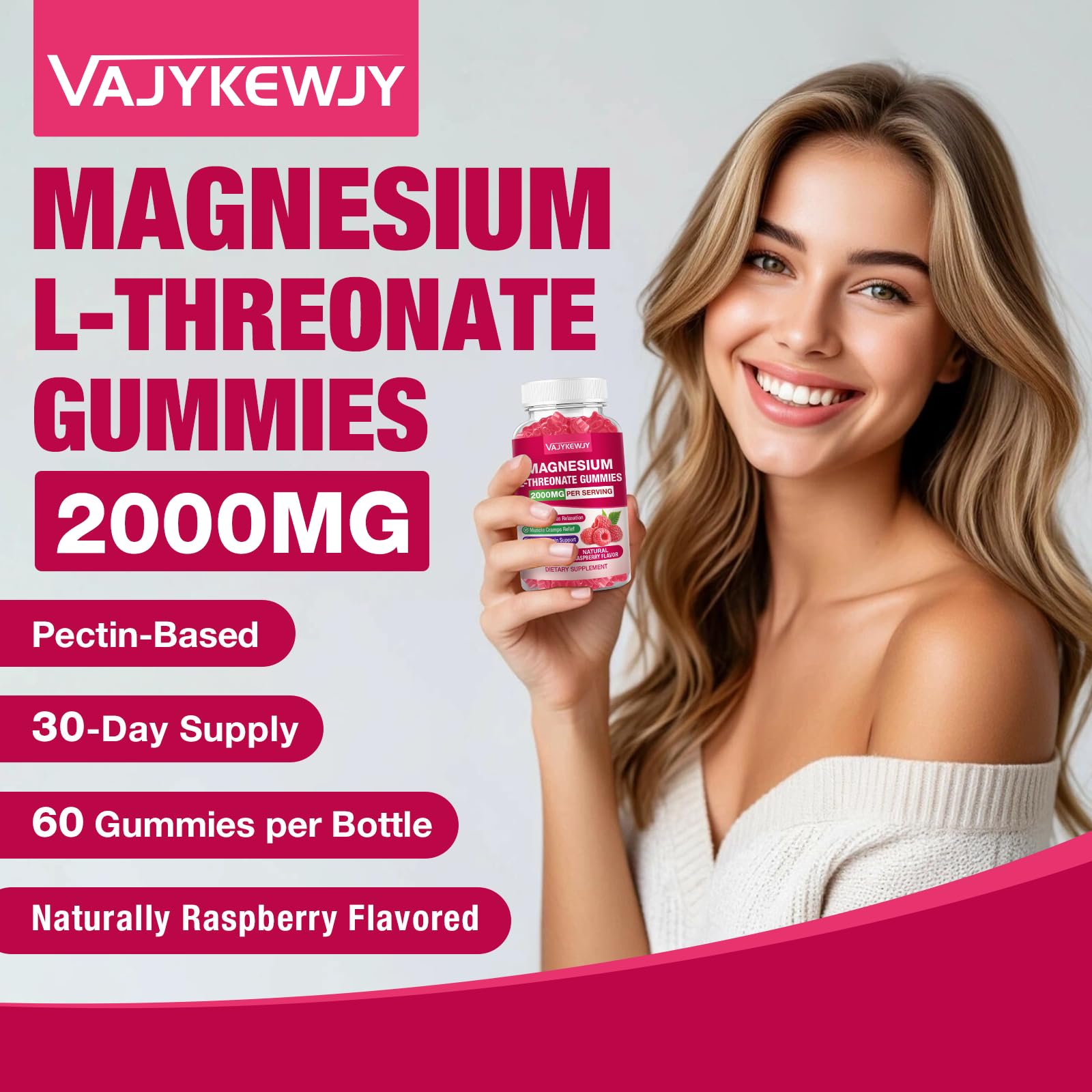 VAJYKEWJY etiqueta con ingredientes y certificación GMP, proporciona transparencia