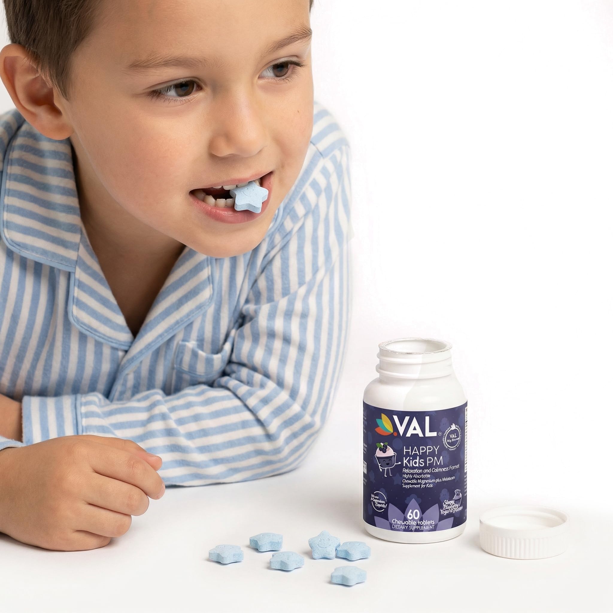 VAL tabletas masticables detalle del color y forma para niños