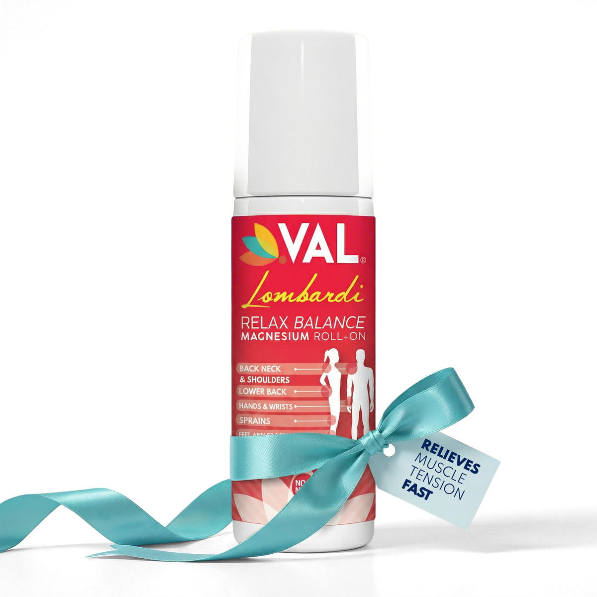 VAL Lombardi roll-on frontal mostrando envase práctico y portable
