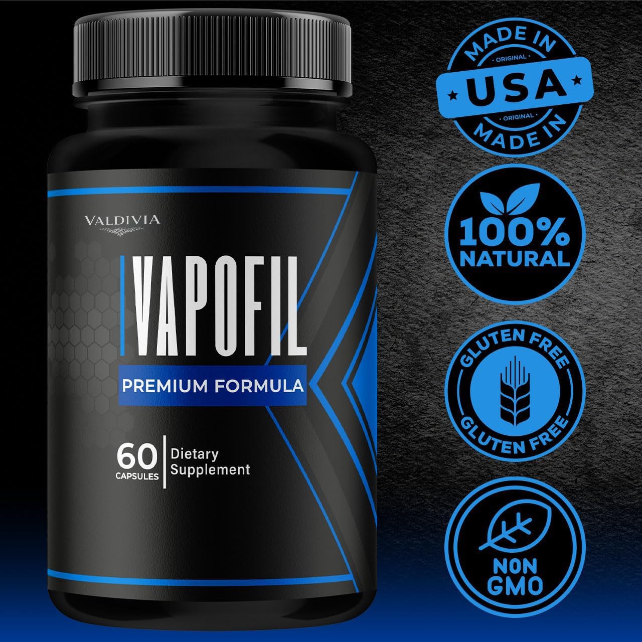 Valdivia Vapofil etiqueta con ingredientes claros y beneficios