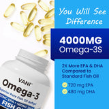 VANI estilo de vida desayuno con cápsulas y alimentos ricos en omega-3