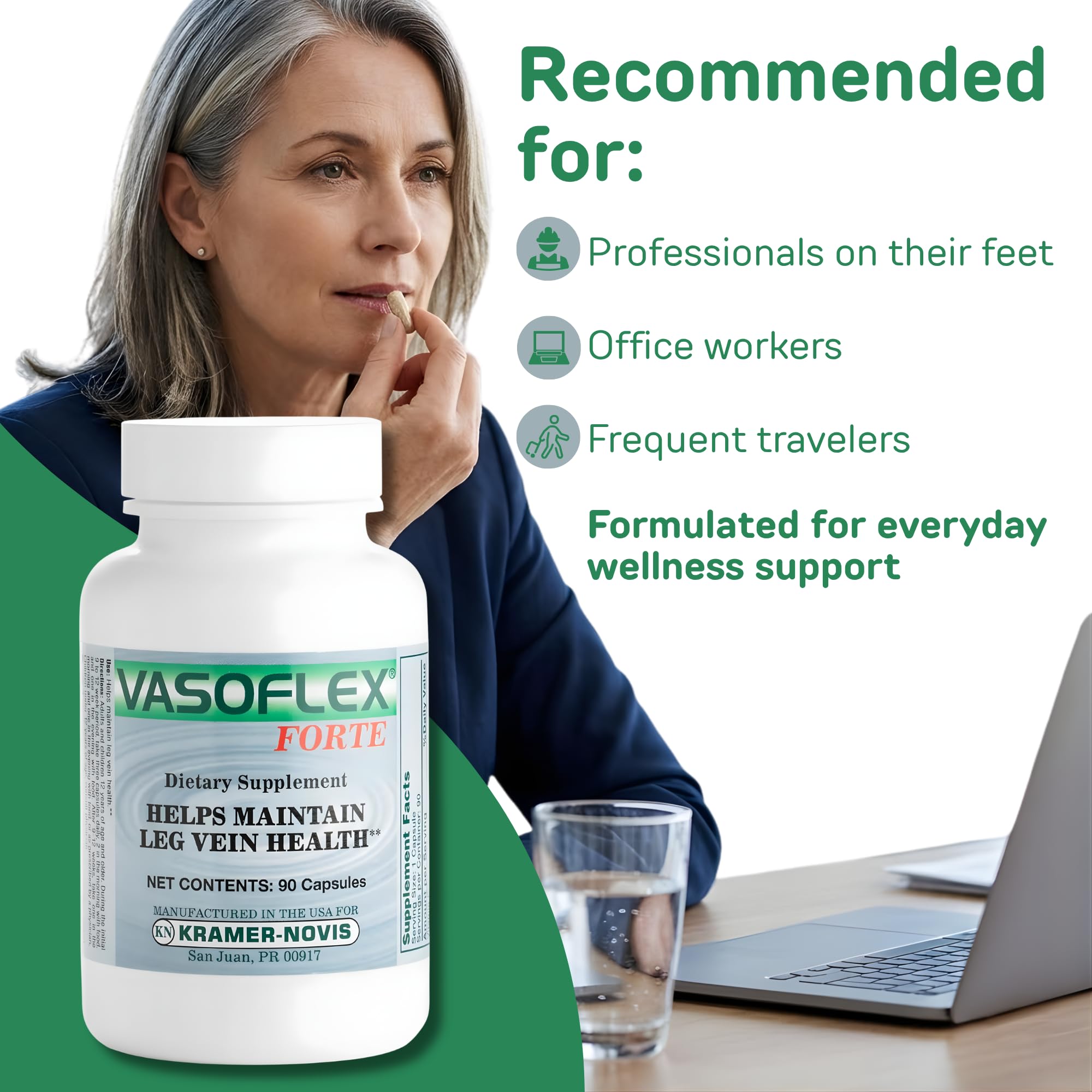 Vasoflex persona tomando cápsula con comida para mejor absorción