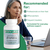 Vasoflex persona tomando cápsula con comida para mejor absorción