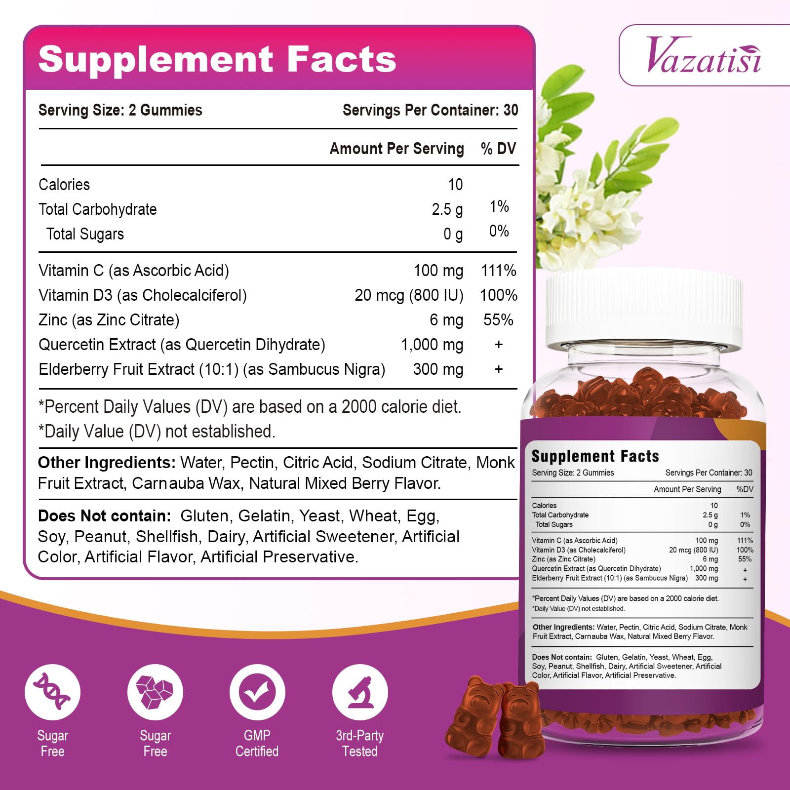 Vazatisi etiqueta con información nutricional y composición clara