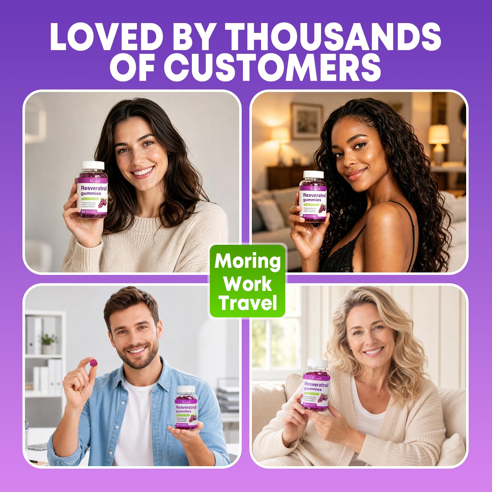 Vazatisi etiqueta con lista de ingredientes clave y pureza del resveratrol