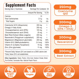 Vazatisi ingredientes clave sobre mesa: CoQ10, Omega-3 y resveratrol, apoyo integral