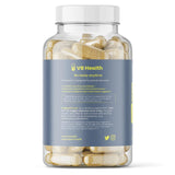 VB Health frasco sostenido en mano para comparar tamaño y porción
