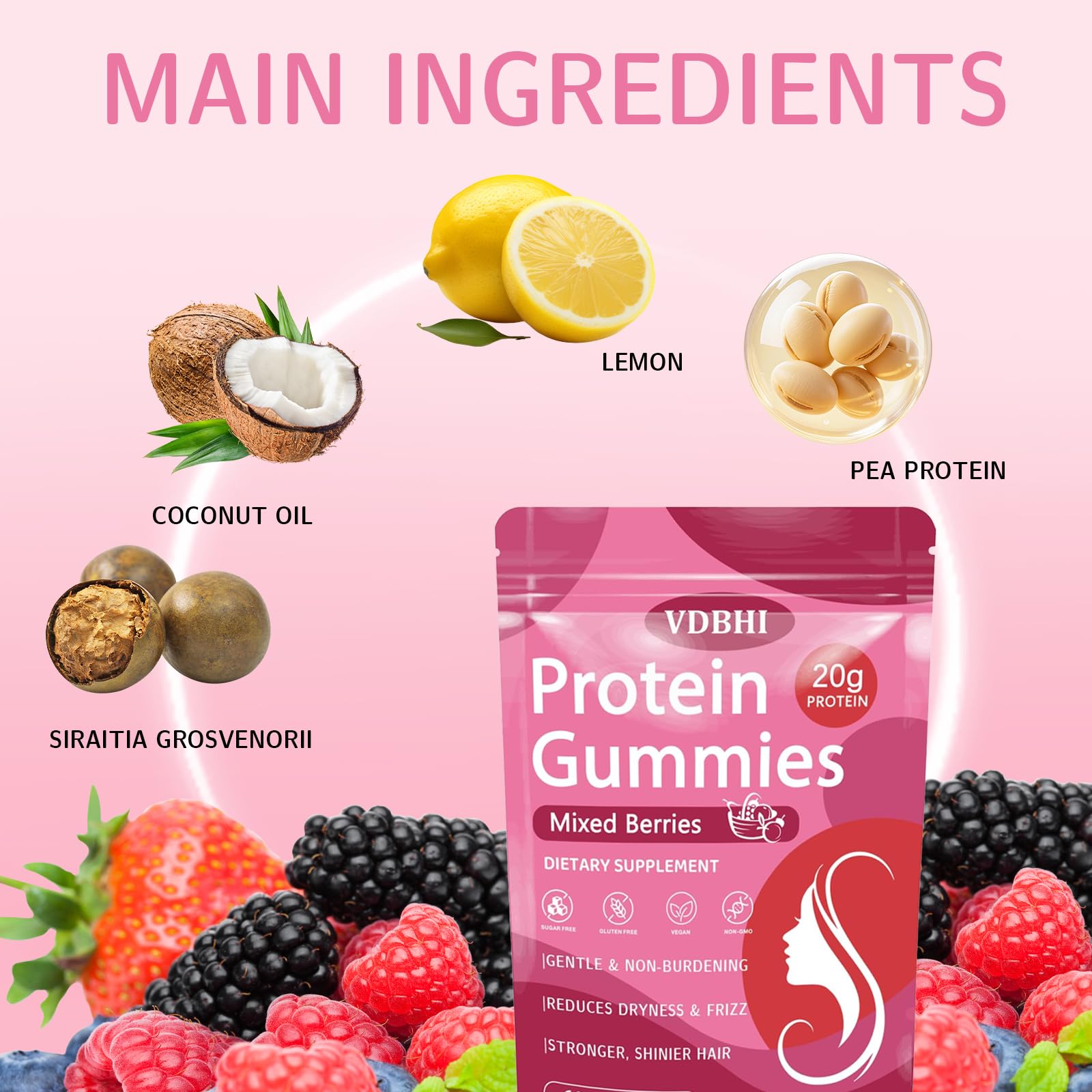 VDBHI etiqueta nutricional mostrando proteína y vitaminas