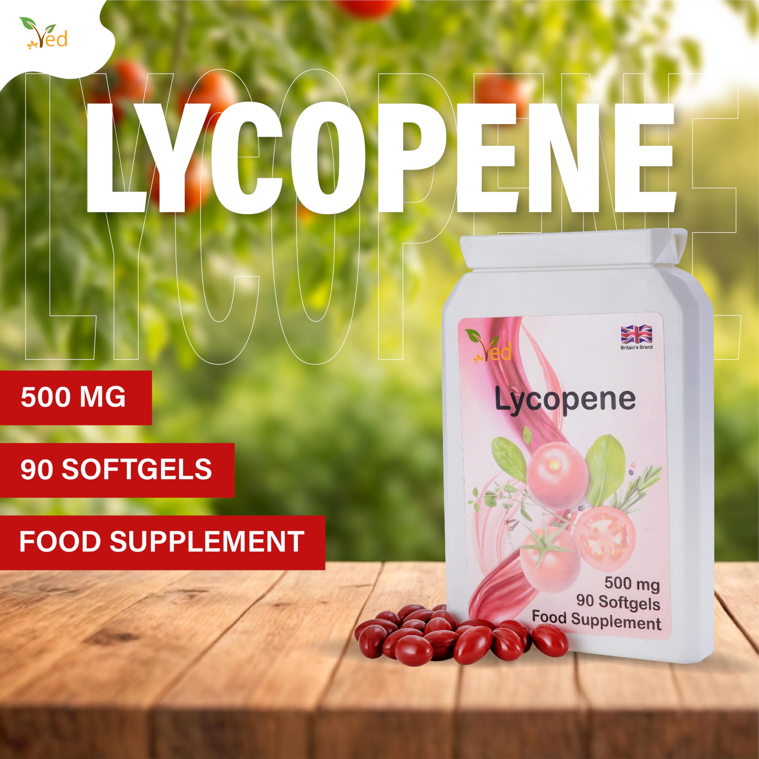 Ved lycopene primer plano de cápsula blanda, textura fácil de tragar