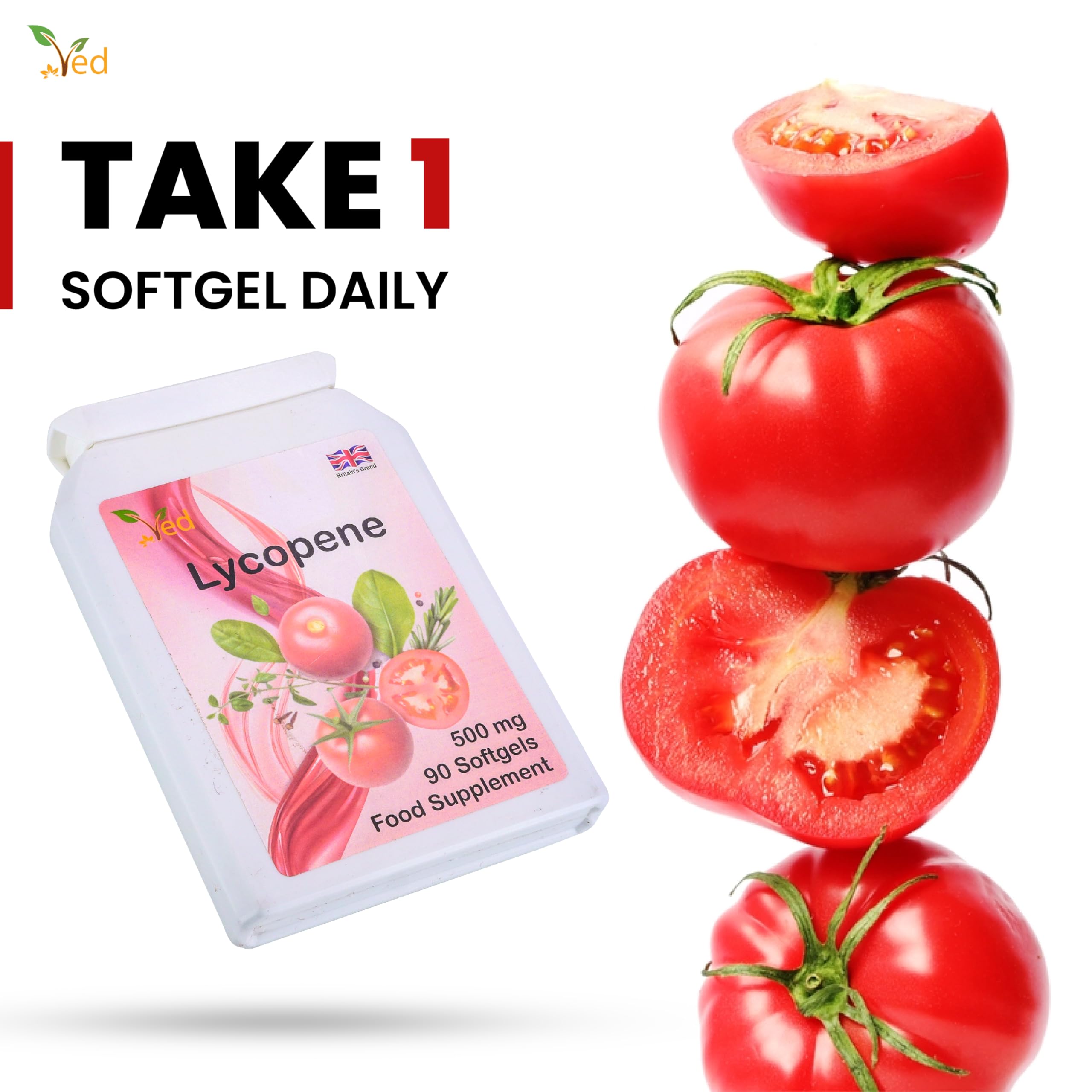 Ved lycopene cápsula en mano para mostrar tamaño y escala