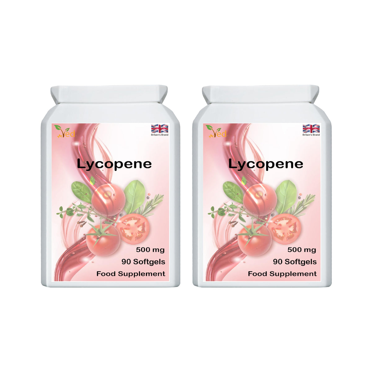 Ved lycopene frontal del empaque mostrando diseño y cantidad