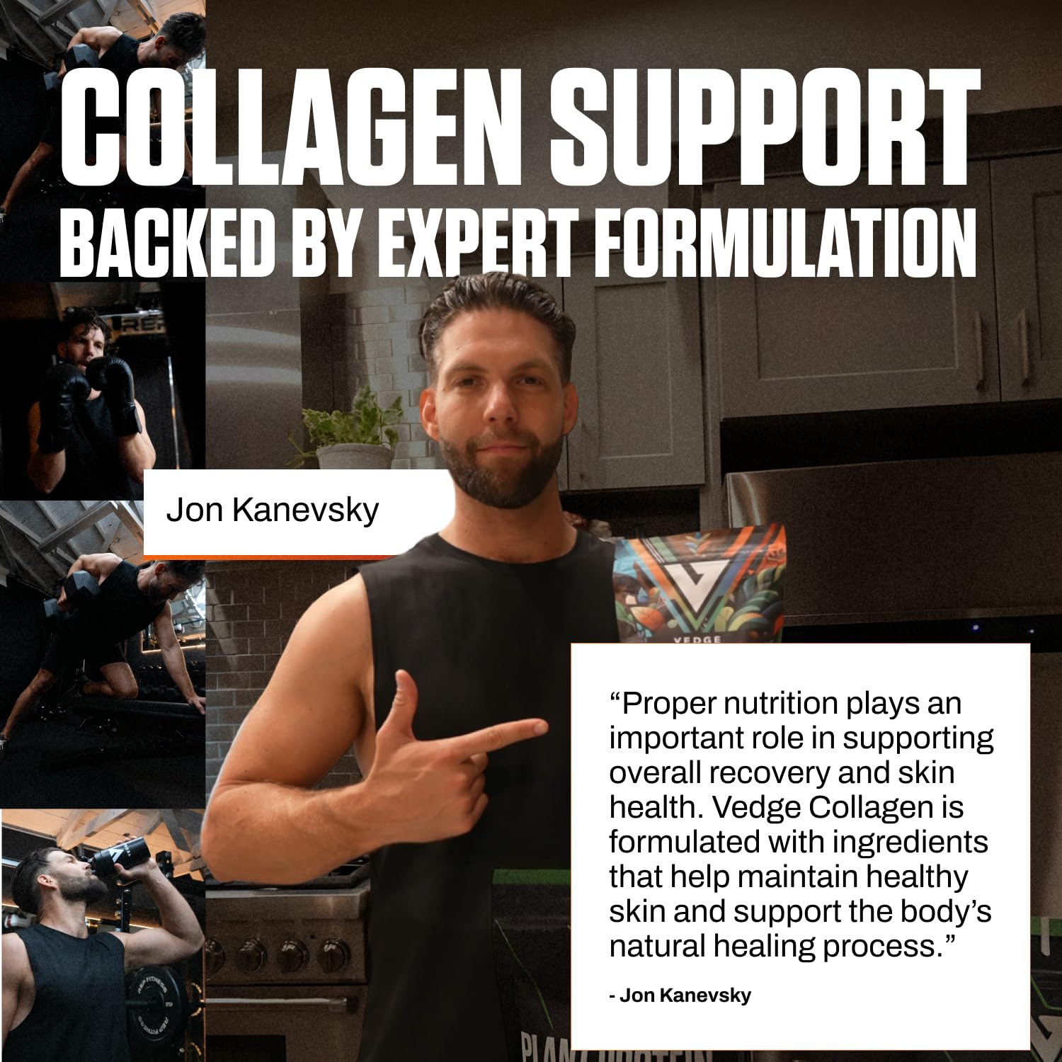 VEDGE etiqueta nutricional del colágeno vegano con 13.5 g de proteína por porción