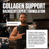 VEDGE etiqueta nutricional del colágeno vegano con 13.5 g de proteína por porción