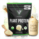 VEDGE envase frontal con vainilla, diseño claro y beneficio de 25 g proteína
