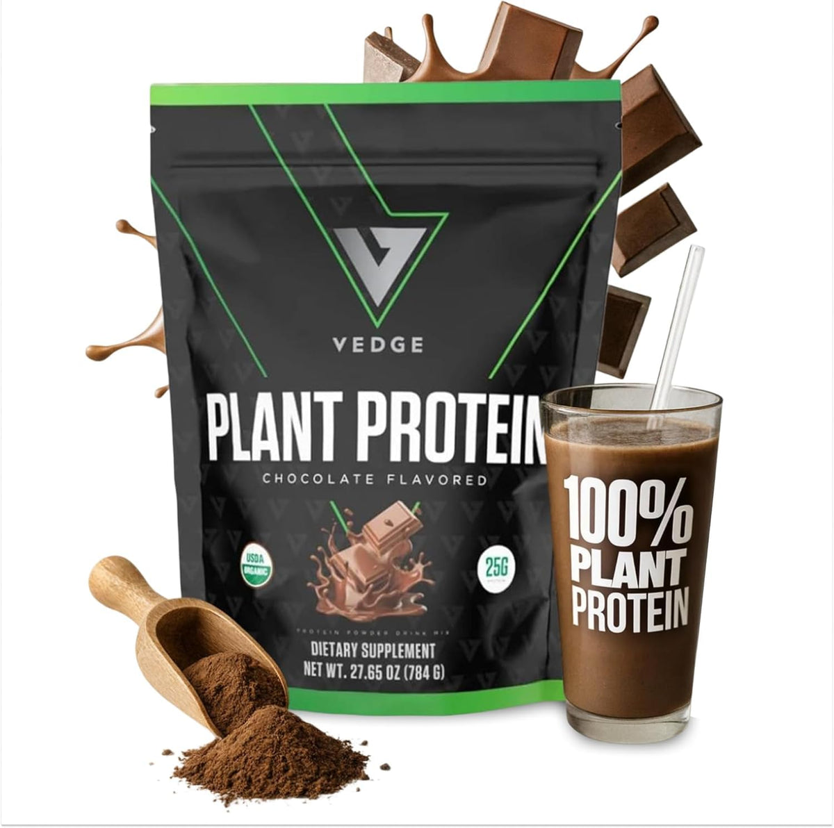 VEDGE frente del envase mostrando diseño y beneficio proteína vegana