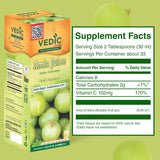 Vedic Juices vaso servido con Amla para una bebida lista y refrescante