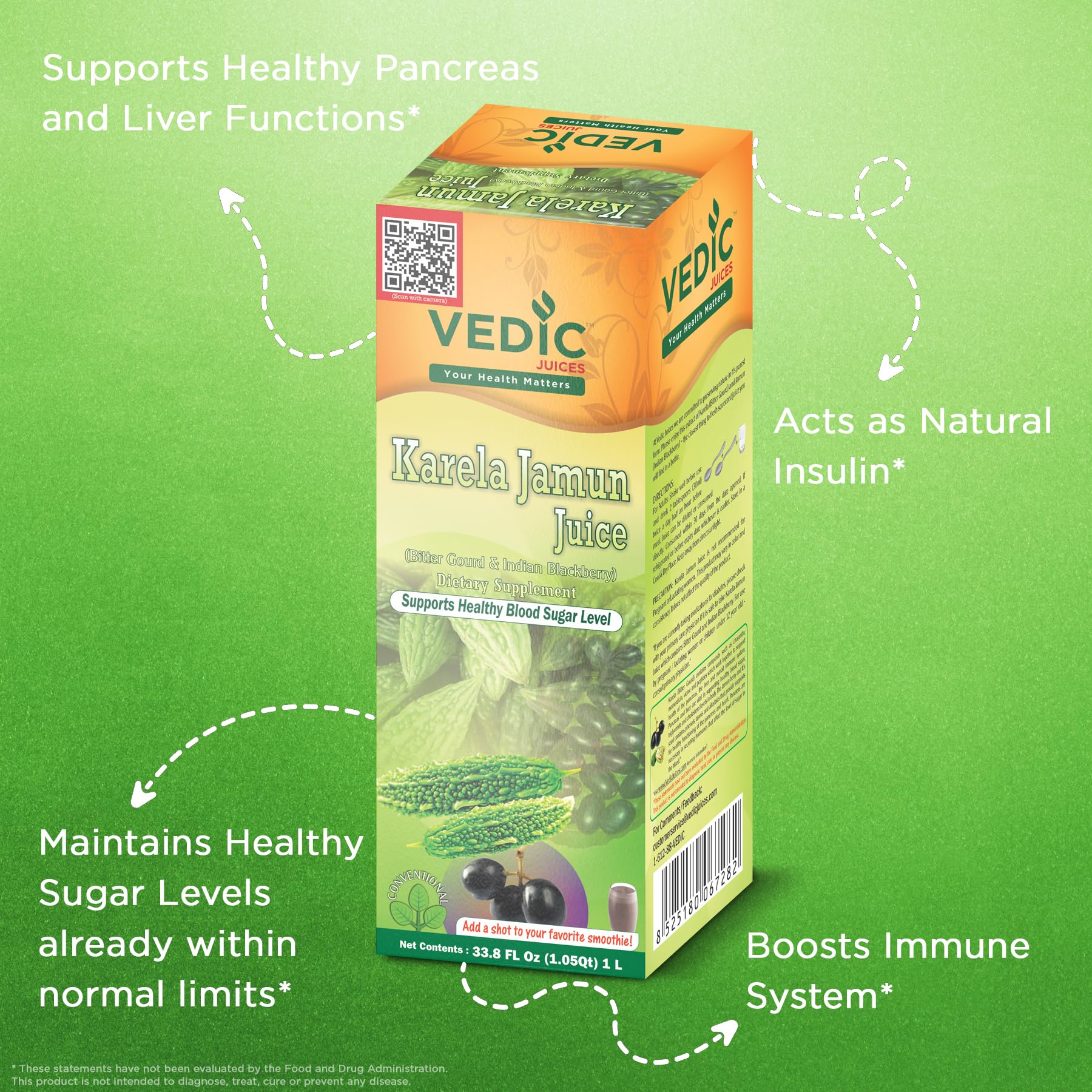 Vedic Juices vaso servido, demostrando consumo diario fácil