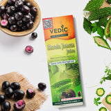 Vedic Juices botella frontal mostrando etiqueta clara y beneficios
