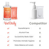 VeeFresh etiqueta de ingredientes destacando fórmula hipoalergénica y sin alcohol